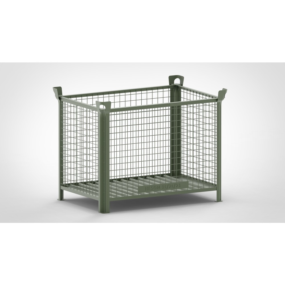 Product afbeelding: Roosterbox HESON®, vaste wanden, gelakt, hxbxd 900 x 1.200 x 800 mm, resedagroen