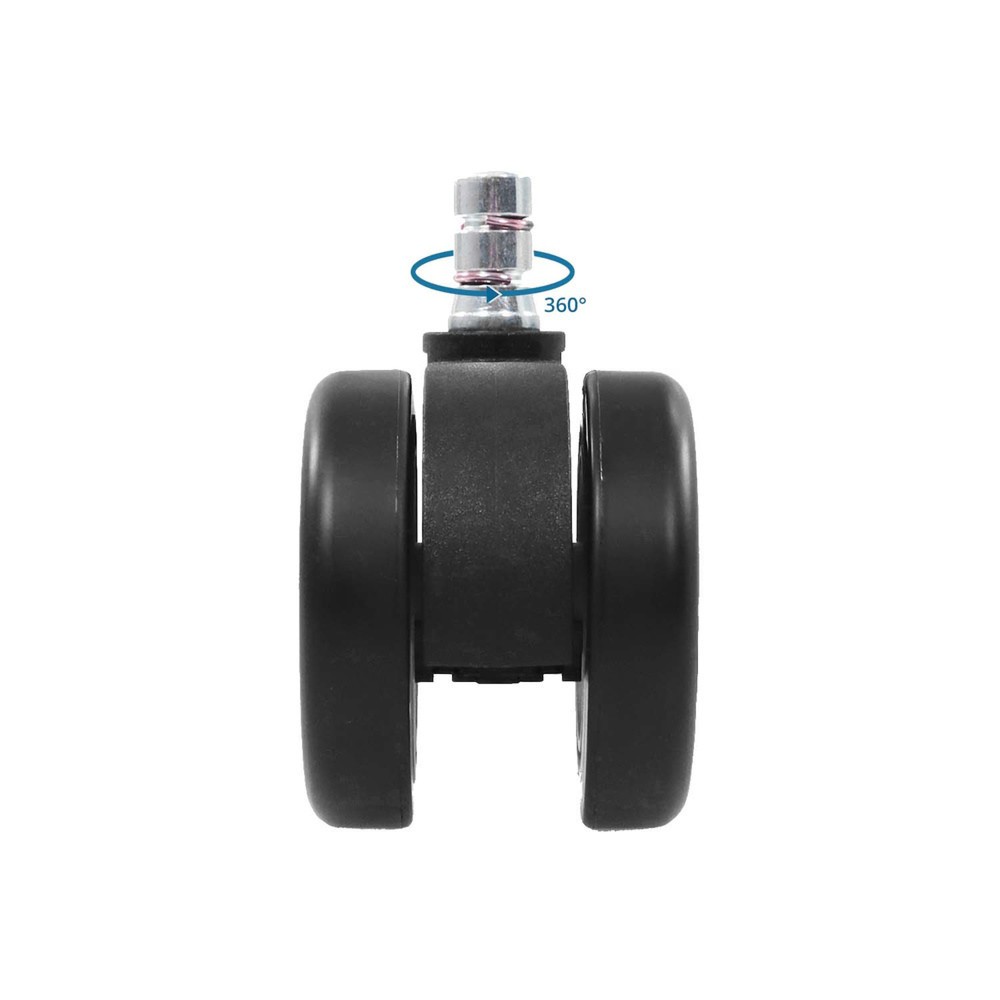 N° de l'image du produit 3 : 5x roulettes pour sols durs hjh OFFICE ROLO COLOR 60 11mm / 60mm roulettes de chaise de bureau pour sols durs (lot de 5) noir/nr