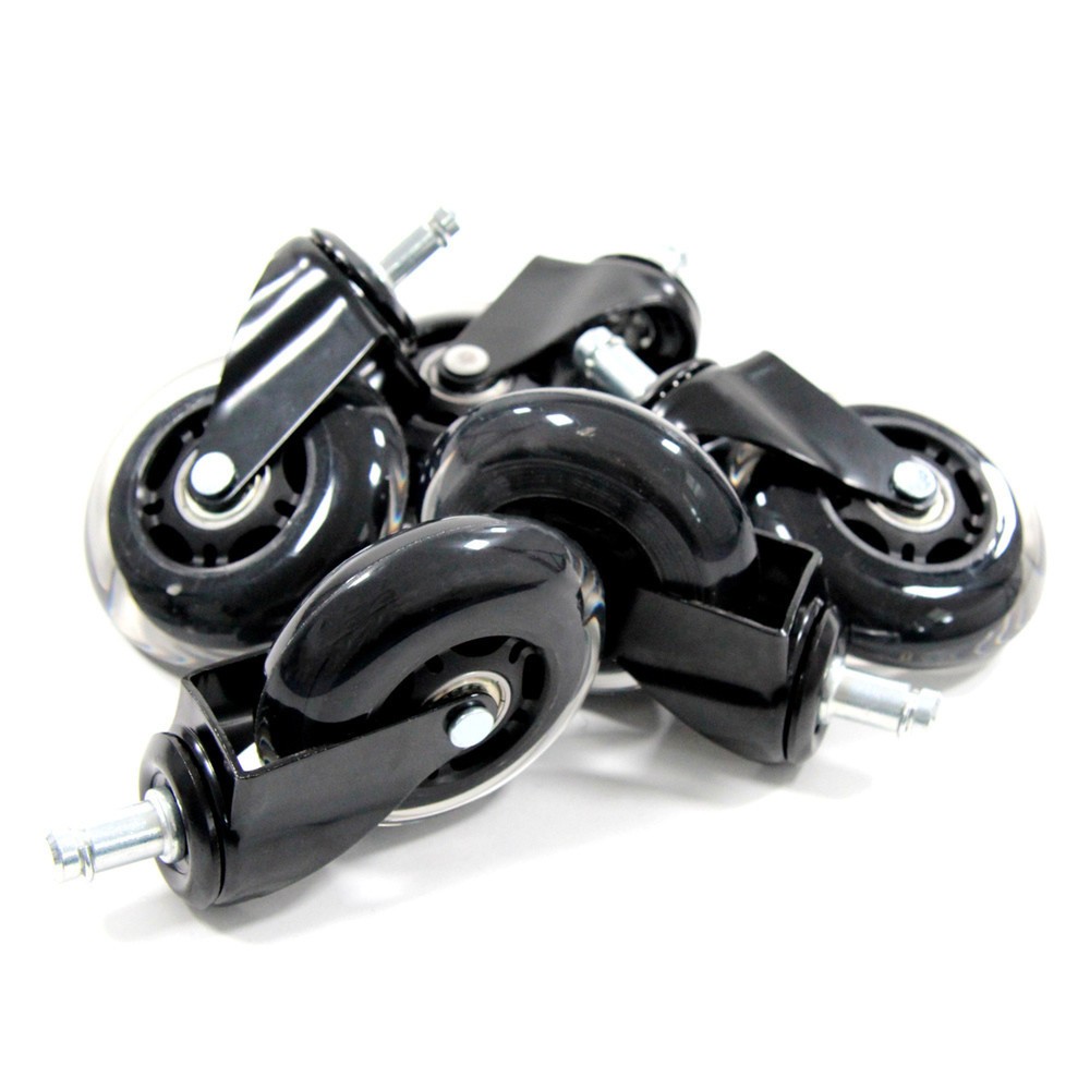 Produktabbildung Nr. 3: 5x roulettes pour sols durs hjh OFFICE ROLO SKATE 11 mm / 75 mm roulettes de chaise de bureau noires / transparentes (lot de 5)