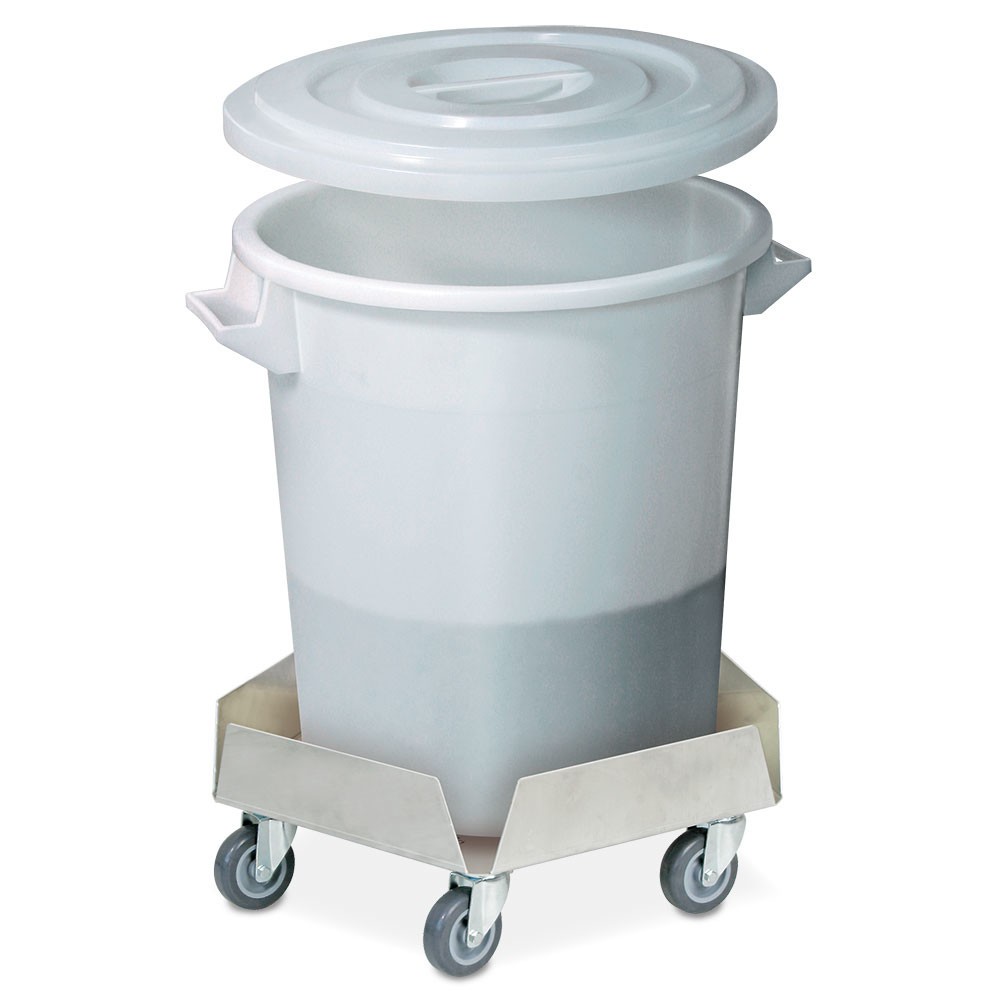 Produktabbildung Nr. 2: Rouleur de transport pour poubelles rondes jusqu'à 100 litres, capacité de charge 250 kg, acier inoxydable