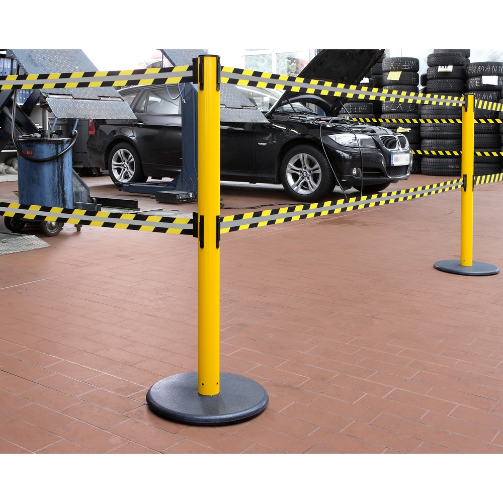 Produktabbildung Nr. 3: RS-GUIDESYSTEMS® afzetpaal met dubbel lint GLA 95-E REFLECTO, lengte 2,3 m, breedte 50 mm, paal geel, lint zwart/geel