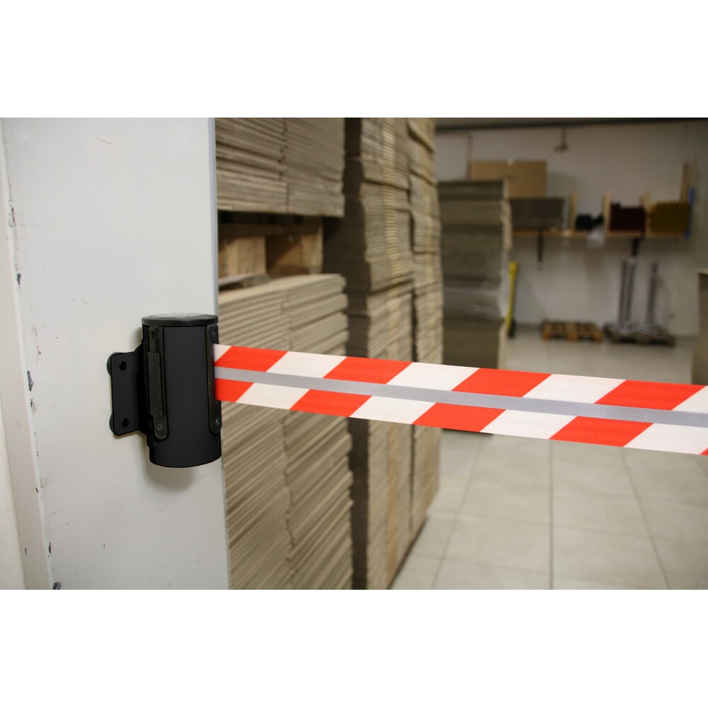 Productafbeelding nr. 3: RS-GUIDESYSTEMS® bandcassette GLW 25-J REFLECTO, wandmontage, lengte 4 m, breedte 50 mm, behuizing zwart, lint rood/wit