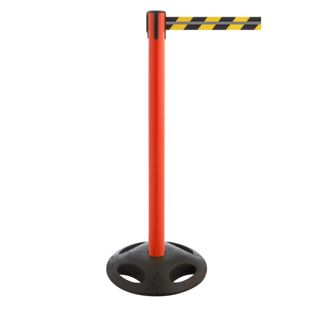 Produktabbildung Nr. 1: RS-GUIDESYSTEMS® afzetpaal met lint GLA 25-D REFLECTO, lengte 3,5 m, breedte 50 mm, paal rood, lint zwart/geel