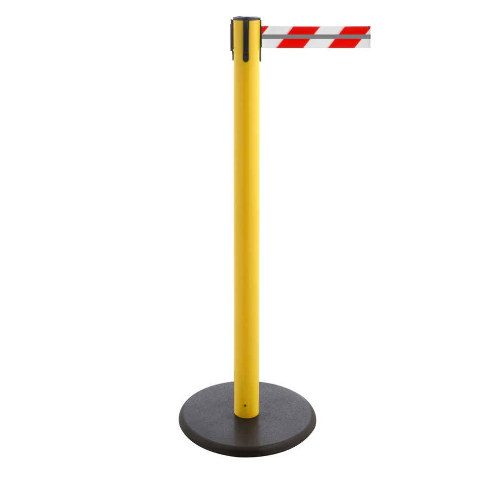 Produktabbildung Nr. 1: RS-GUIDESYSTEMS® afzetpaal met lint GLA 28-E REFLECTO, lengte 2,3 m, breedte 50 mm, paal geel, lint rood/wit
