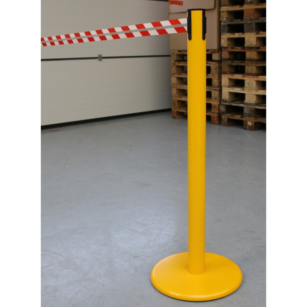 Produktabbildung Nr. 4: RS-GUIDESYSTEMS® afzetpaal met lint GLA 45-E REFLECTO, lengte 3,5 m, breedte 50 mm, paal geel, lint rood/wit