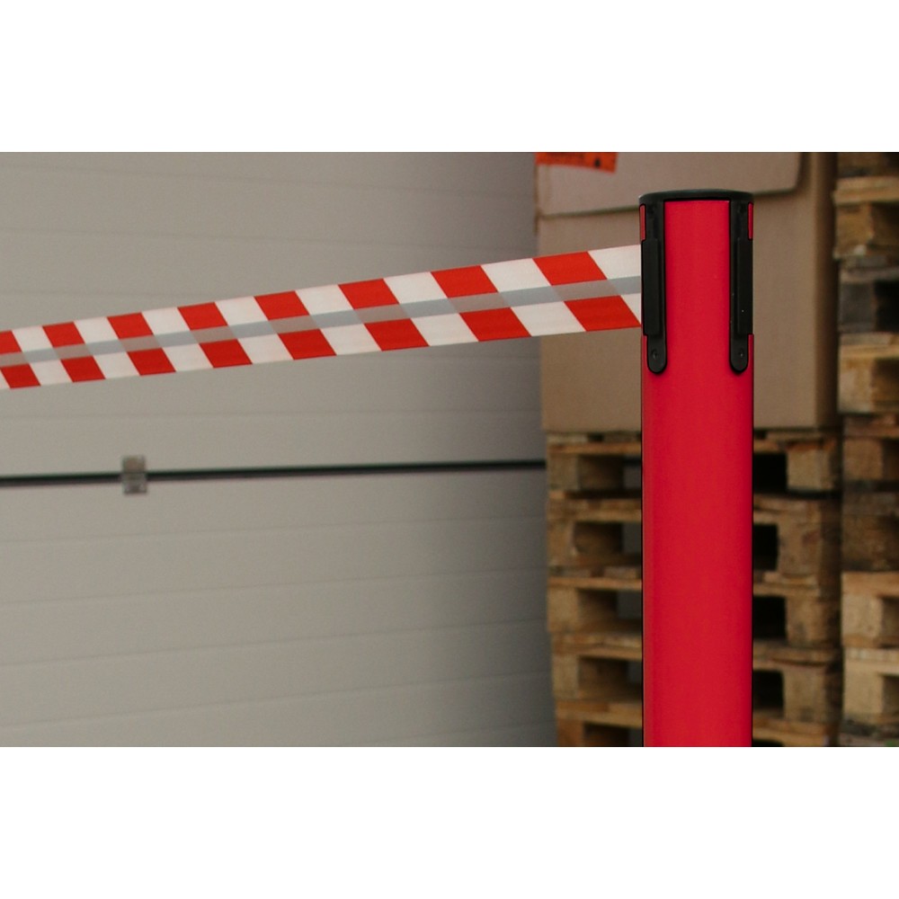Produktabbildung Nr. 3: RS-GUIDESYSTEMS® afzetpaal met lint GLA 45-D REFLECTO, lengte 2,3 m, breedte 50 mm, paal rood, lint rood/wit