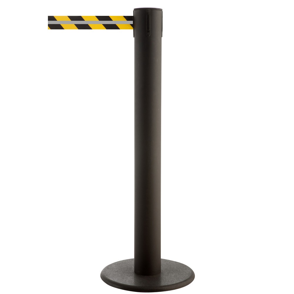 Produktabbildung Nr. 1: RS-GUIDESYSTEMS® afzetpaal met lint GLA 85-J REFLECTO, lengte 7 m, breedte 50 mm, paal zwart, lint zwart/geel