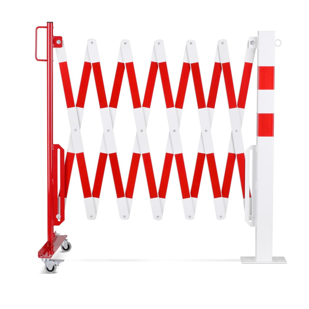 Productafbeelding nr. 6: Schaarhek dancop, 1 paal op wieltjes, 1 afzetpaal, breedte 4000 mm, rood/wit