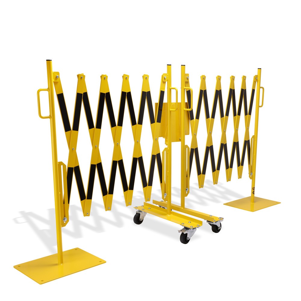 Produktabbildung Nr. 8: Schaarhekset dancop, 2 palen op wieltjes, 2 voetplaten, breedte 2 x 2000 mm, geel/zwart