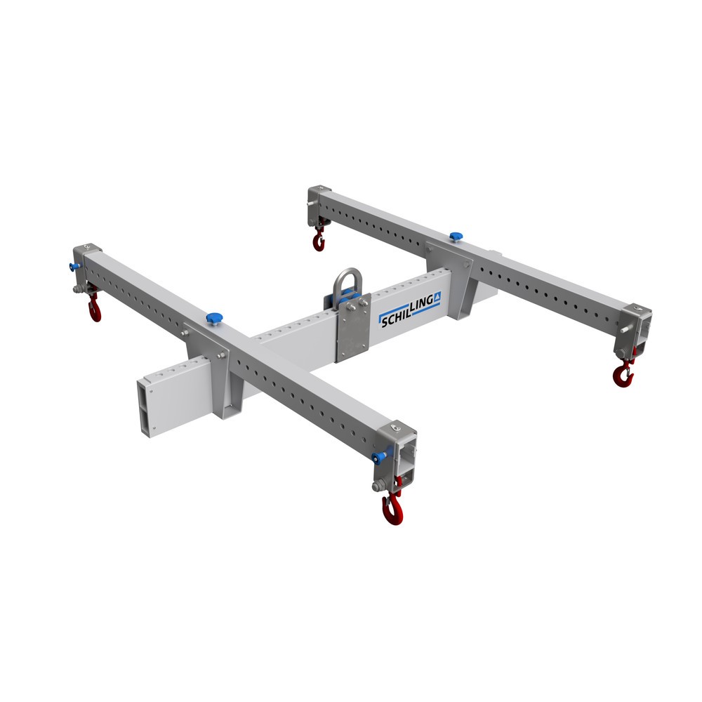 Produktabbildung Nr. 1: SCHILLING aluminium lasttraverse in H-vorm, met 4 veiligheidshaken, hoofdbalk 2 m, dwarsbalk 2 m, draagvermogen 1.500 kg