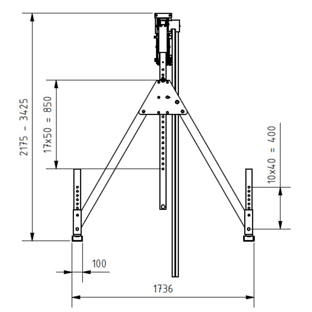 Productafbeelding nr. 3: SCHILLING aluminium portaalkraan met splitsbare traverse, inhaakpunt 1.730-2.980 mm, draagvermogen 500 kg