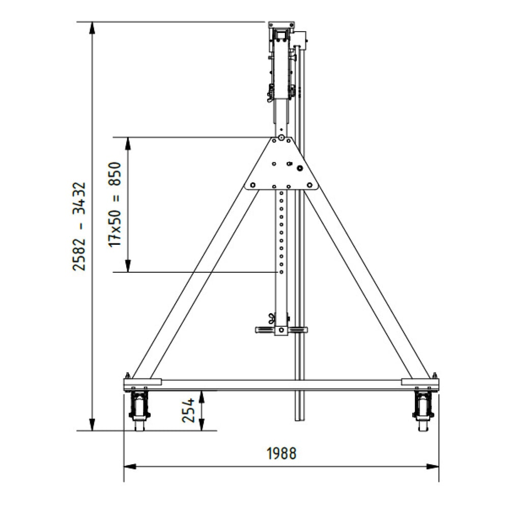 Productafbeelding nr. 2: SCHILLING aluminium portaalkraan met splitsbare traverse, verrijdbaar, totale hoogte max. 3.470 mm, draagvermogen 500 kg