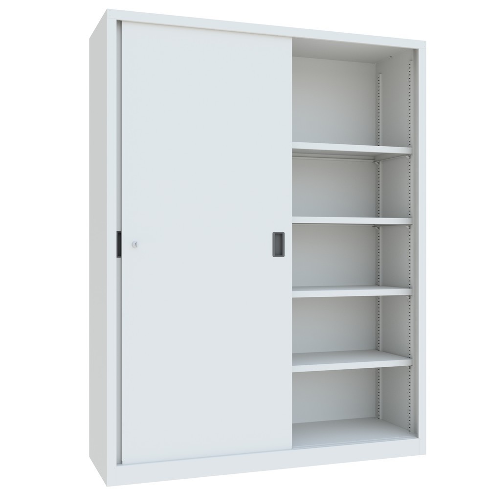 Produktabbildung Nr. 3: Schuifdeurenkast PAVOY met 8 legborden + scheidingswand, hxbxd 1.950 x 1.500 x 500 mm, lichtgrijs, lichtgrijs