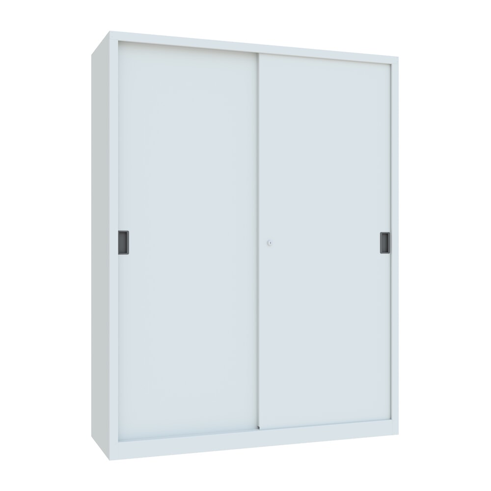 Produktabbildung Nr. 1: Schuifdeurenkast PAVOY met 8 legborden + scheidingswand, hxbxd 1.950 x 1.500 x 500 mm, lichtgrijs, lichtgrijs