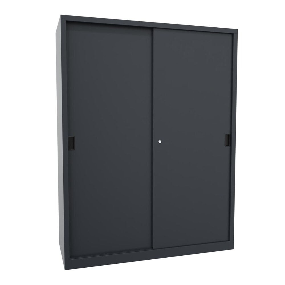 Produktabbildung Nr. 1: Schuifdeurenkast PAVOY met 8 legborden + scheidingswand, hxbxd 1.950 x 1.500 x 600 mm, antracietgrijs, antracietgrijs