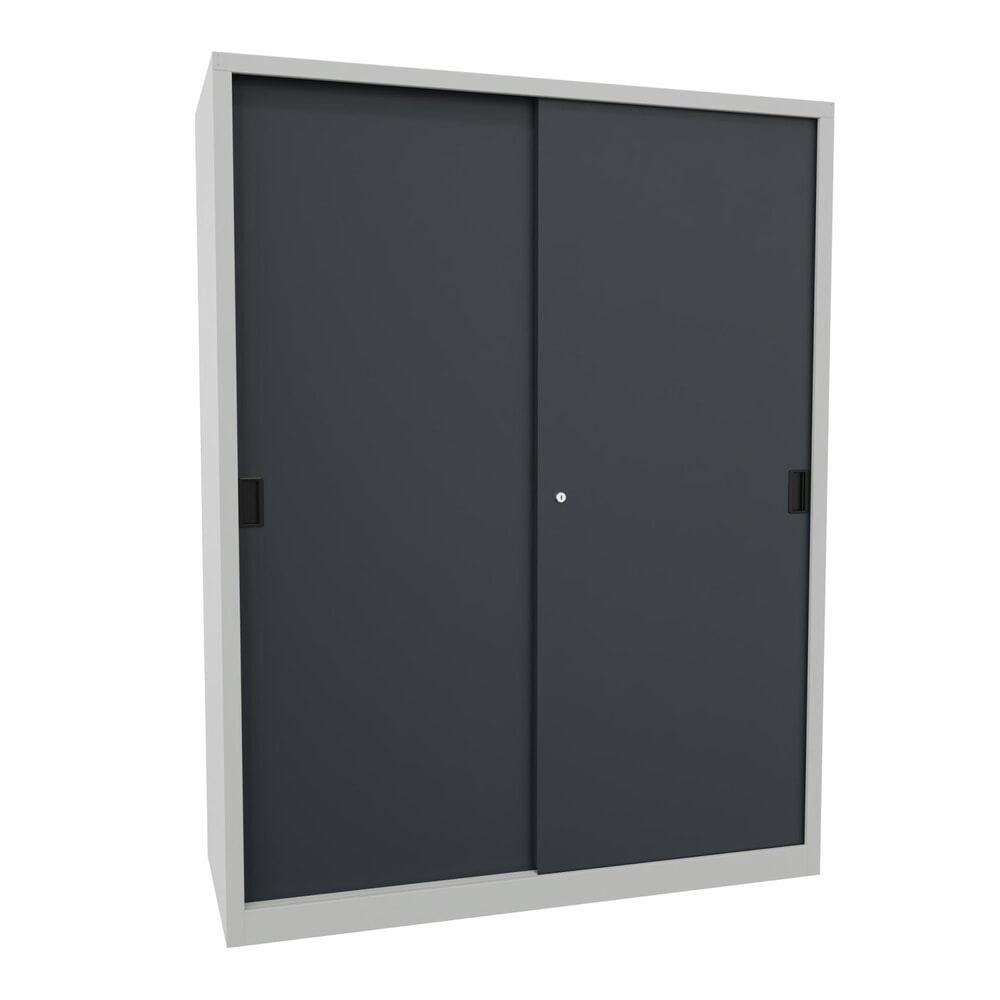 Produktabbildung Nr. 1: Schuifdeurenkast PAVOY met 8 legborden + scheidingswand, hxbxd 1.950 x 1.500 x 600 mm, antracietgrijs, lichtgrijs