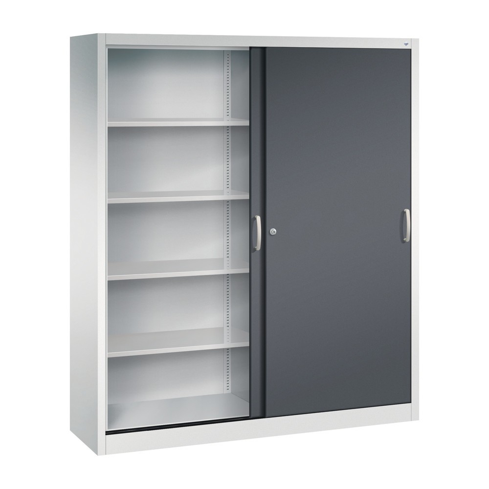 Produktabbildung Nr. 3: Schuifdeurkast hxbxd 1.950 x 1.600 x 400 mm, lichtgrijs, zwartgrijs