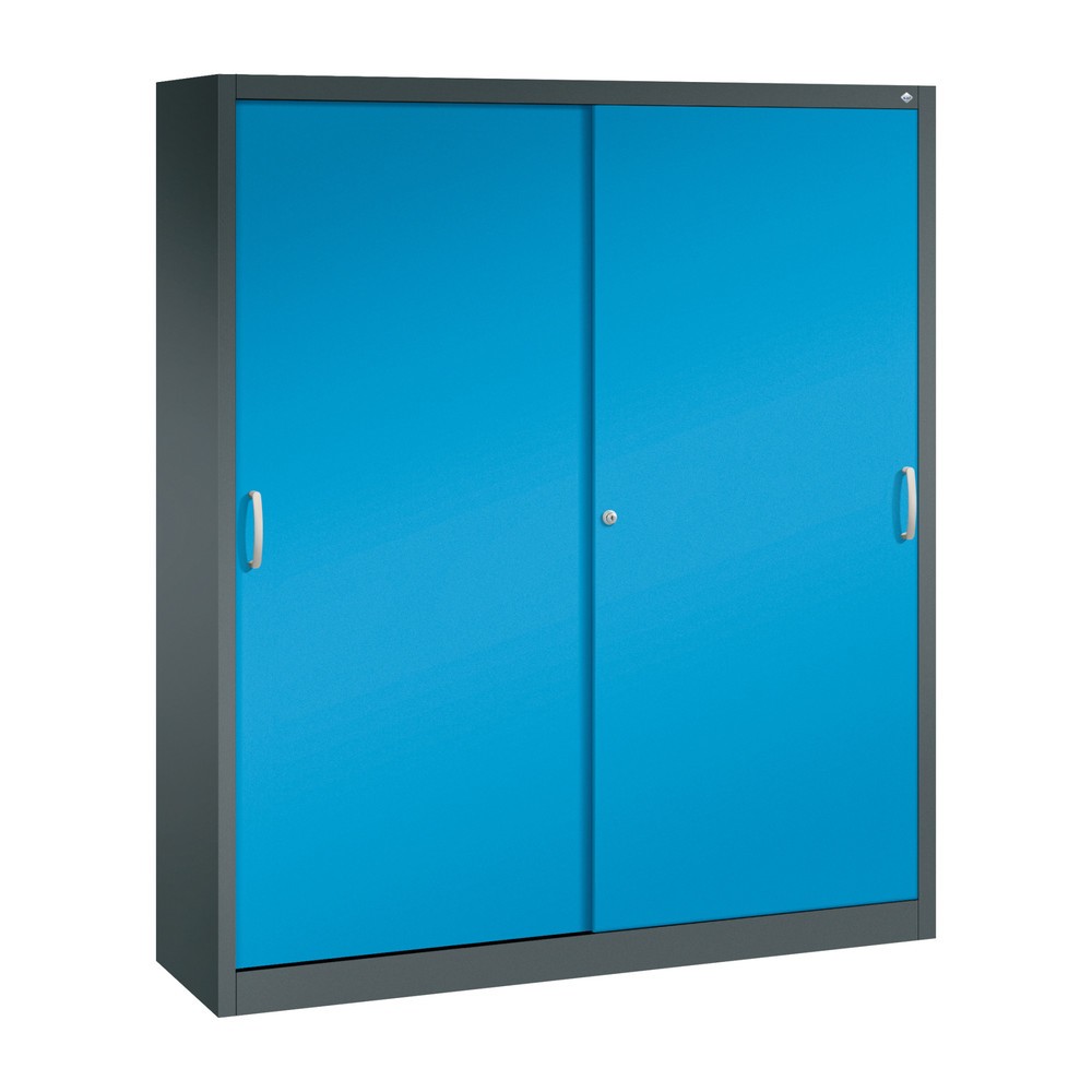 Produktabbildung Nr. 1: Schuifdeurkast hxbxd 1.950 x 1.600 x 400 mm, antracietgrijs, lichtblauw