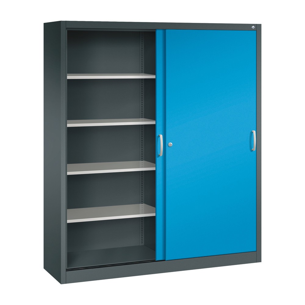 Produktabbildung Nr. 3: Schuifdeurkast hxbxd 1.950 x 1.600 x 400 mm, antracietgrijs, lichtblauw