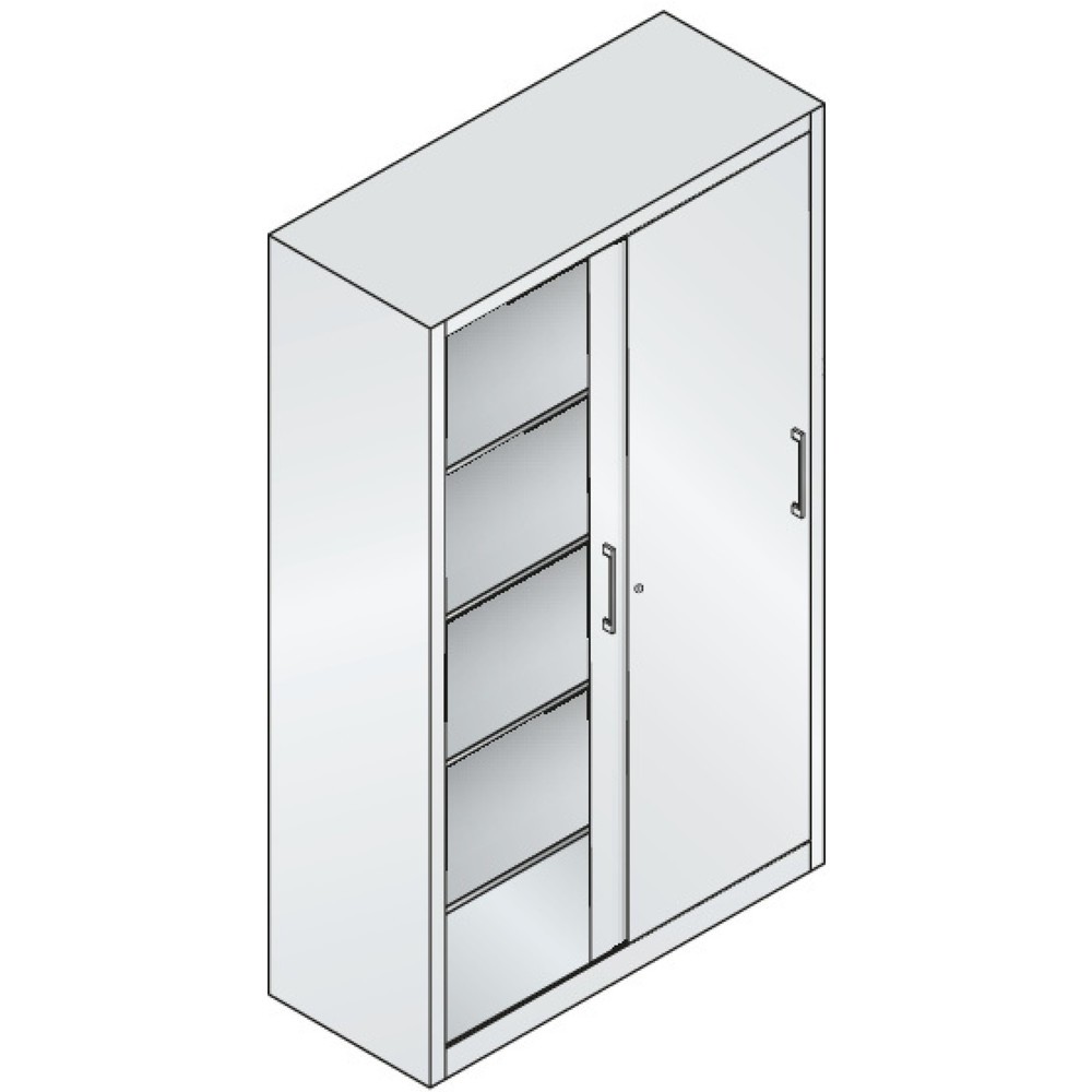 Produktabbildung Nr. 2: Schuifdeurkast, 1.950 x 1.200 x 500 mm, lichtgrijs, robijnrood