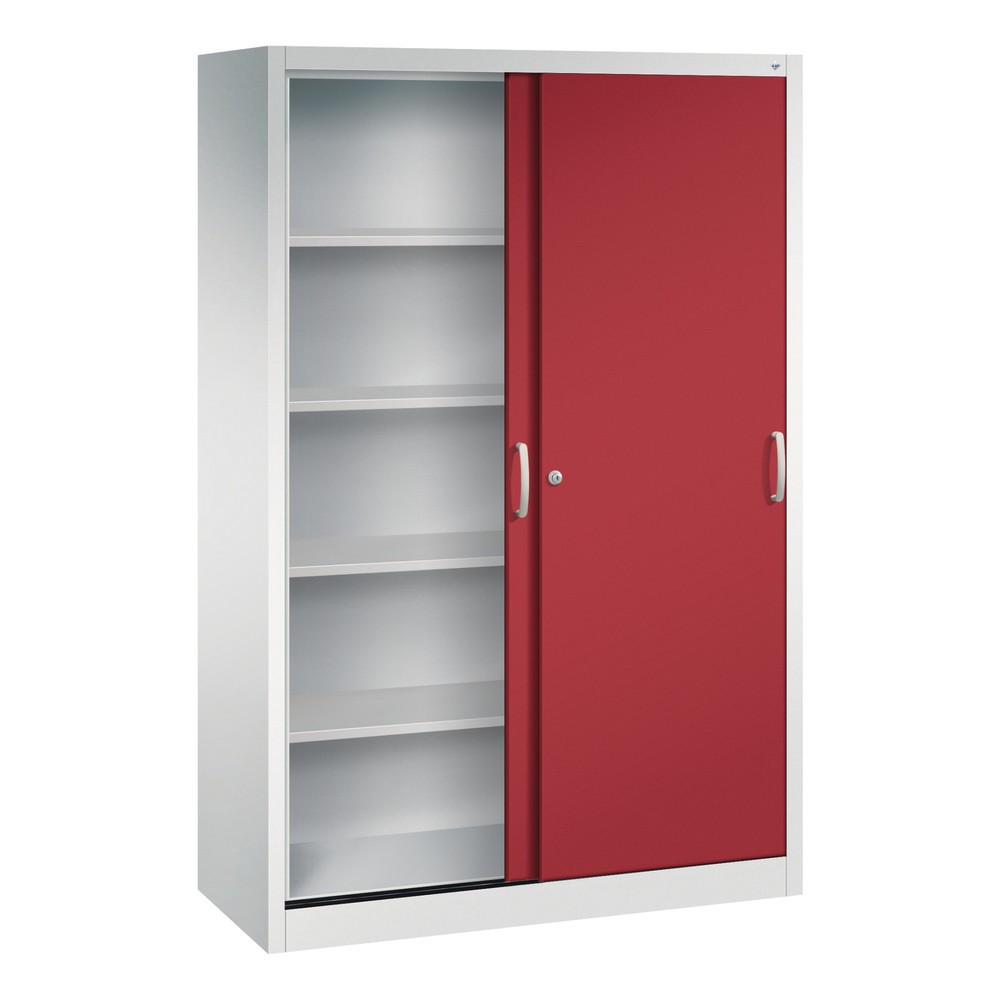 Produktabbildung Nr. 3: Schuifdeurkast, 1.950 x 1.200 x 500 mm, lichtgrijs, robijnrood