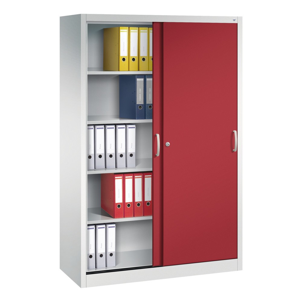 Produktabbildung Nr. 4: Schuifdeurkast, 1.950 x 1.200 x 500 mm, lichtgrijs, robijnrood