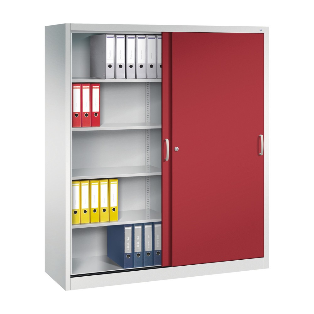 Produktabbildung Nr. 4: Schuifdeurkast, 1.950 x 1.600 x 500 mm, lichtgrijs, robijnrood