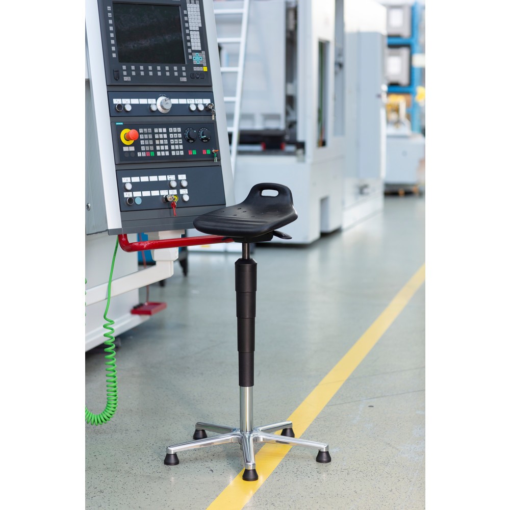 Produktabbildung Nr. 2: Siège assis-debout, assise en PU pivotante et inclinable, hauteur d’assise 620-880 mm, base aluminium, poignée de transport