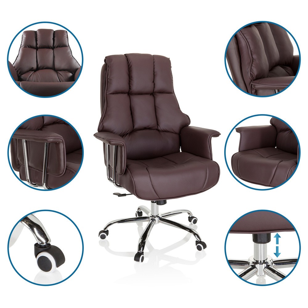 N° de l'image du produit 3 : Siège de bureau / fauteuil de direction hjh OFFICE COMMANDER PU similicuir, marron