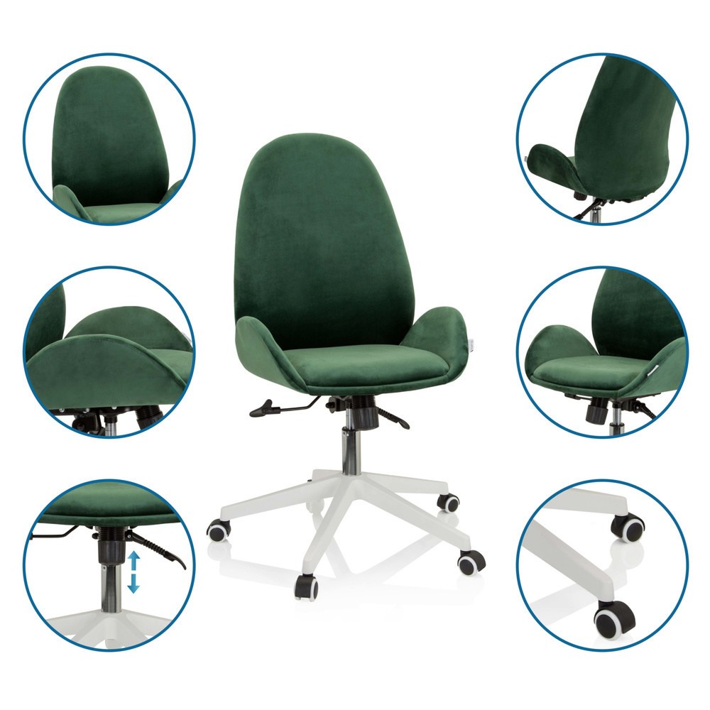 N° de l'image du produit 4 : Chaise de bureau / chaise pivotante hjh OFFICE AVEA velours, vert