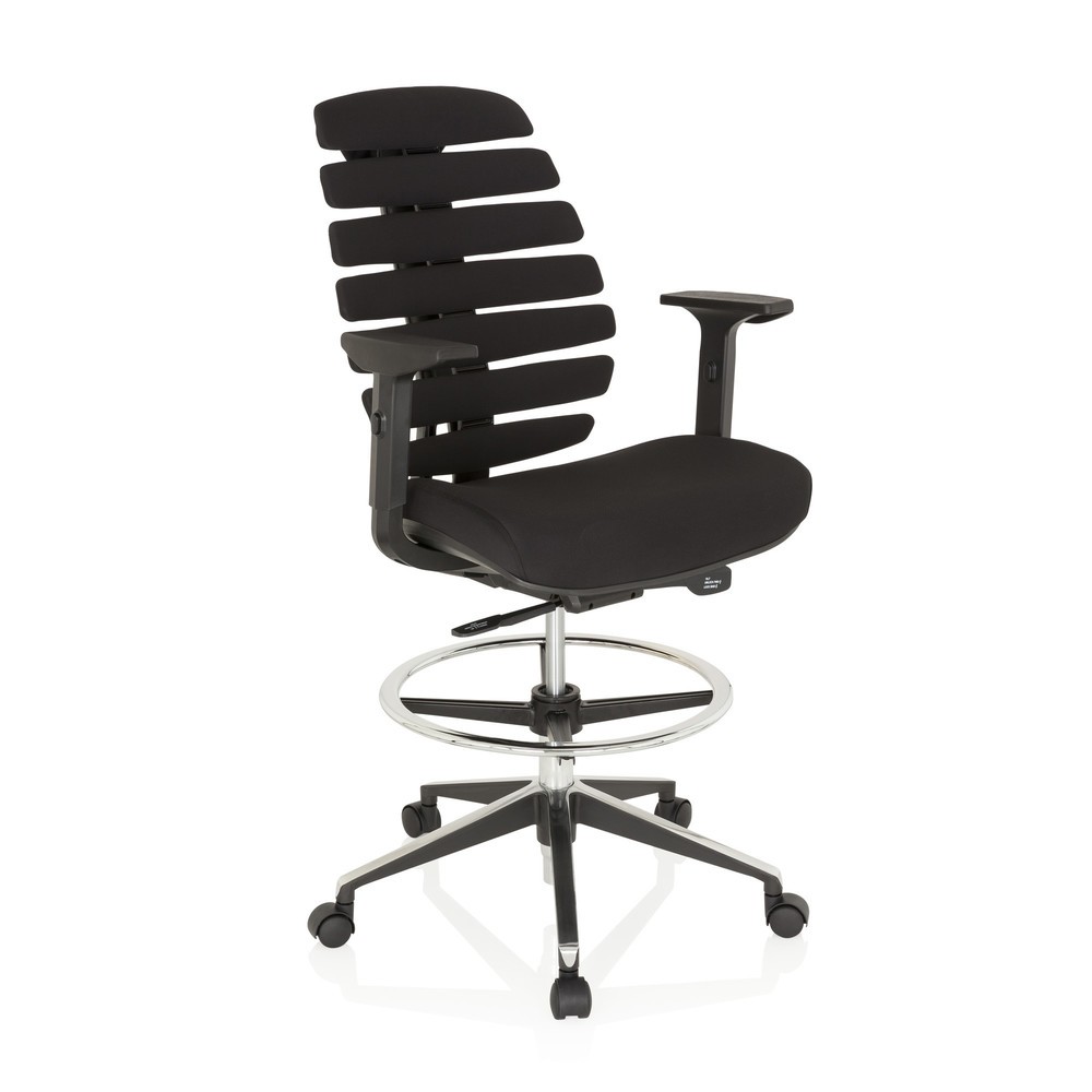 N° de l'image du produit 2 : Siège de bureau / siège pivotant hjh OFFICE ERGO LINE II WORK tissu, noir
