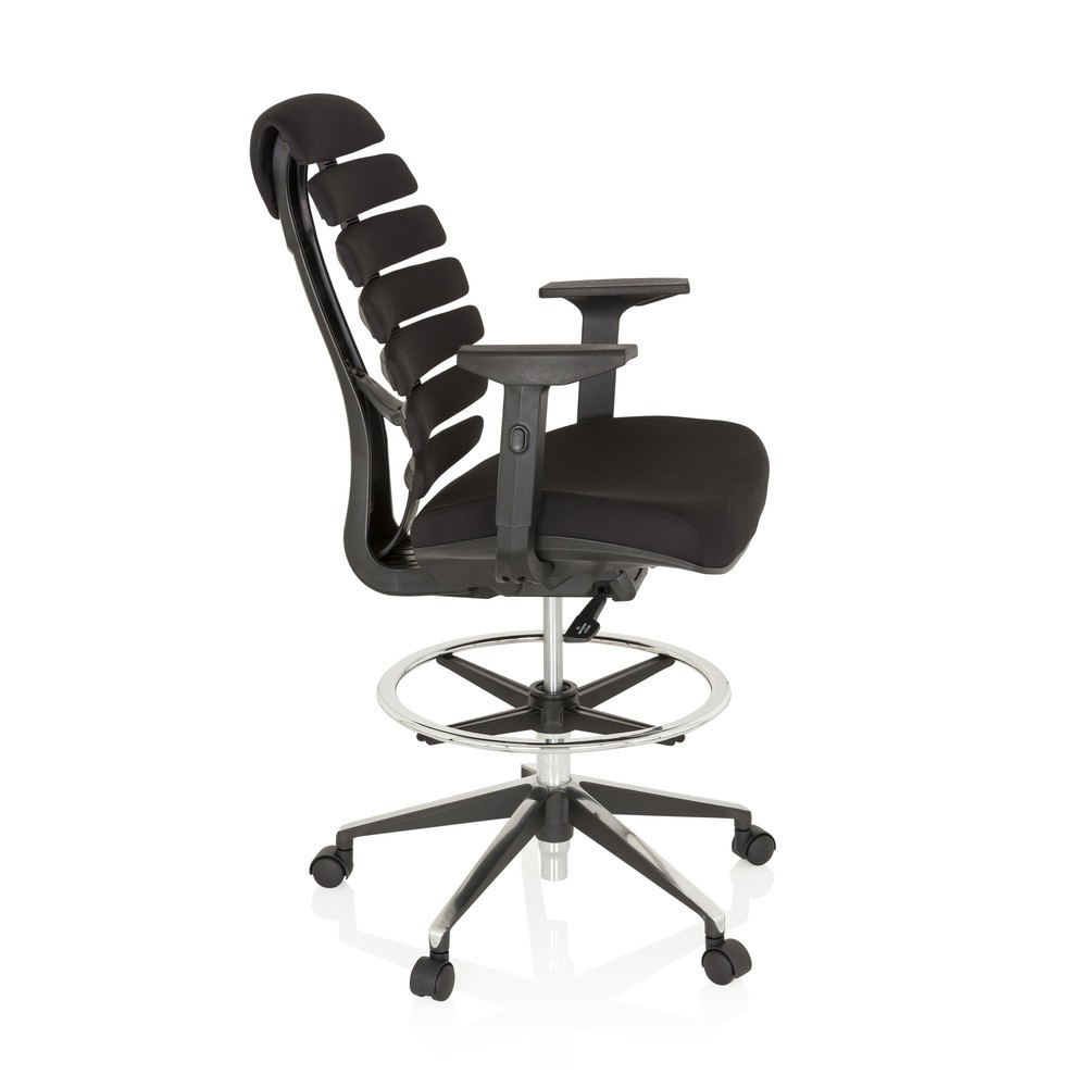 N° de l'image du produit 3 : Siège de bureau / siège pivotant hjh OFFICE ERGO LINE II WORK tissu, noir