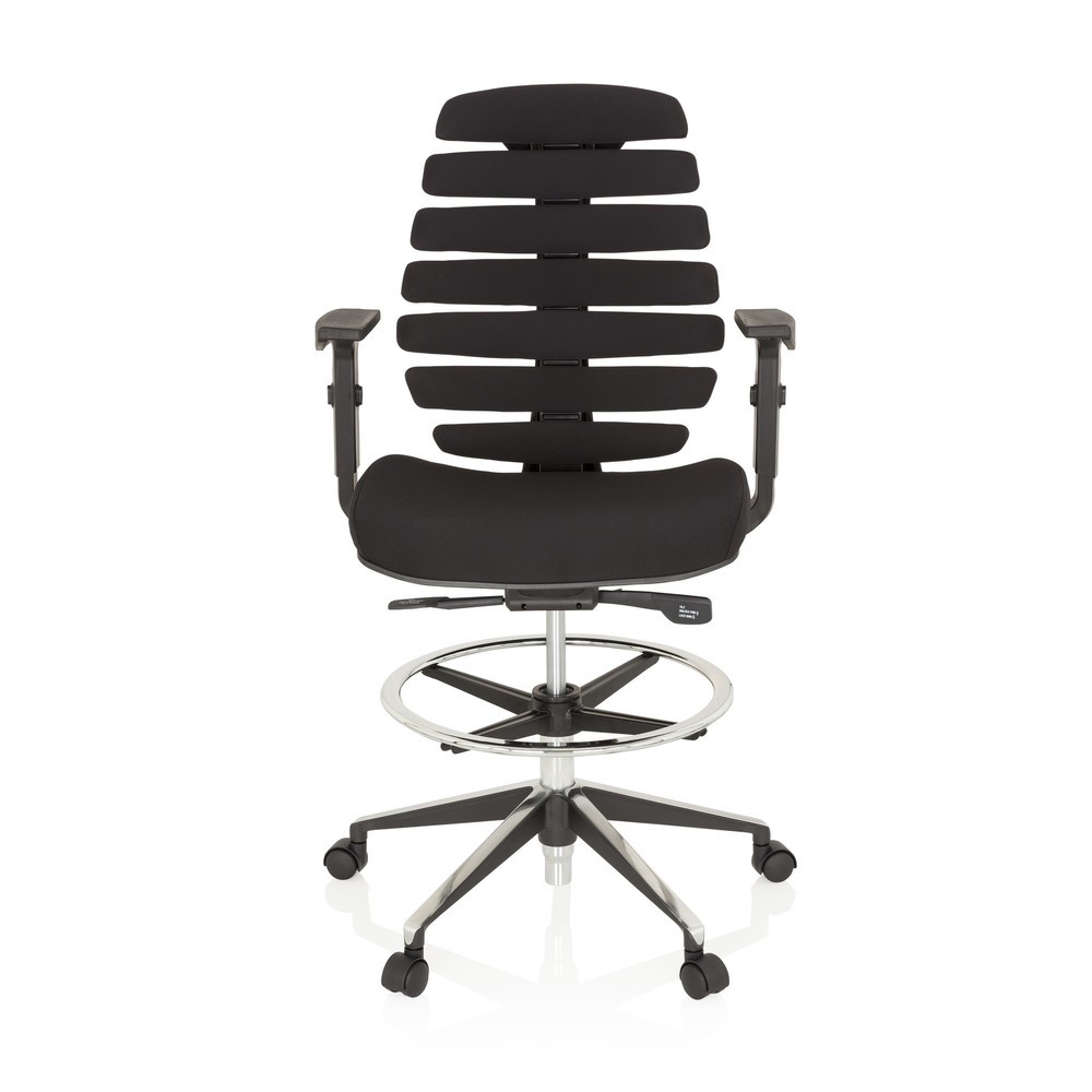 N° de l'image du produit 1 : Siège de bureau / siège pivotant hjh OFFICE ERGO LINE II WORK tissu, noir