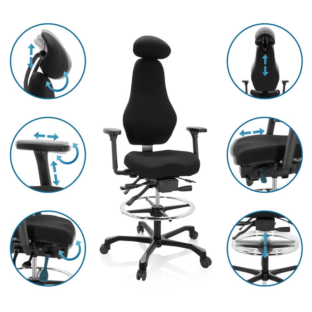 Produktabbildung Nr. 3: Siège de travail / siège de comptoir hjh OFFICE RESISTIO WORK tissu, noir