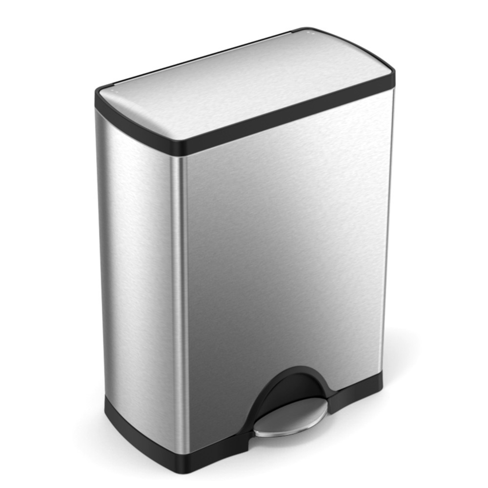 Produktabbildung Nr. 1: Poubelle à pédale avec couvercle Softclose SIMPLEHUMAN, 1 x 16 + 1 x 30 litres, acier inoxydable mat