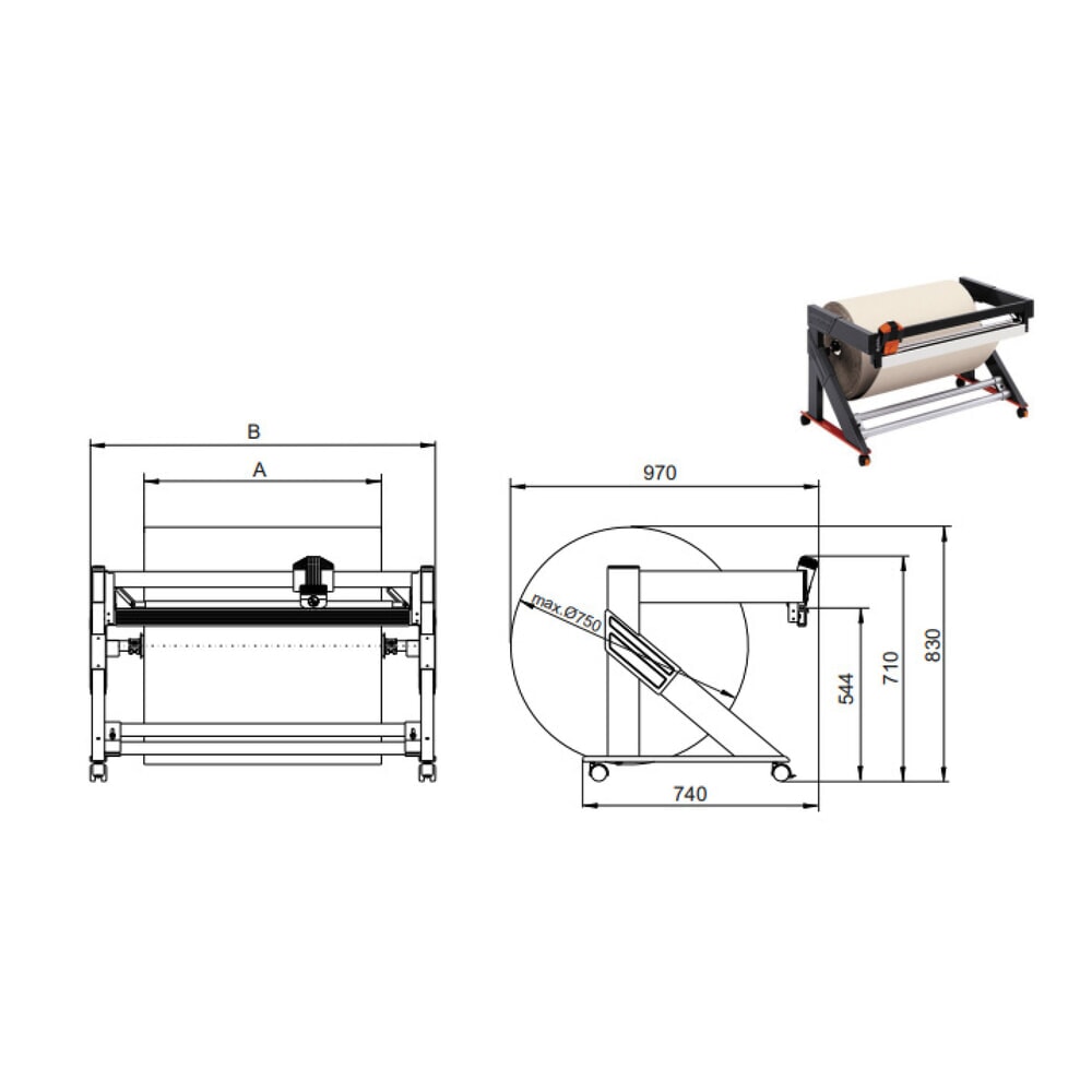 Productafbeelding nr. 3: Snijapparaat Stabil voor onder de tafel, snijbreedte 750 mm