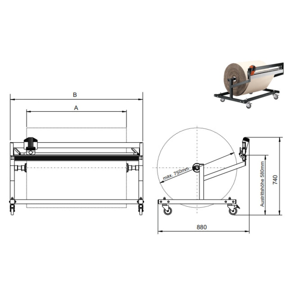 Productafbeelding nr. 3: Snijapparaat Standard voor onder de tafel, snijbreedte 750 mm