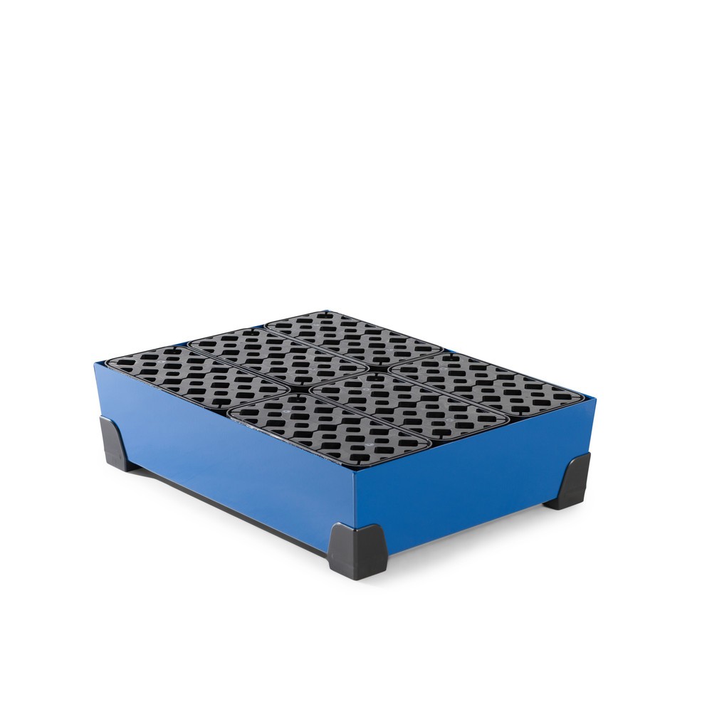 Product afbeelding: Stalen lekbak voor kleine verpakkingen, hoogte 200 mm, inhoud 65 l, incl. PE-roosterlegbord