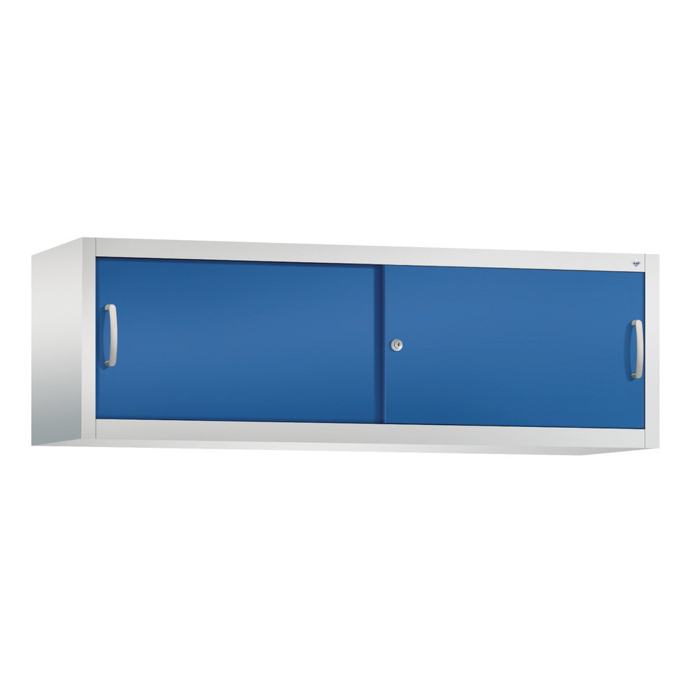 Illustration du produit: Surmeuble pour armoire à portes coulissantes d’atelier C+P, H x l x P 500 x 1 600 x 400 mm, gris clair, bleu gentiane