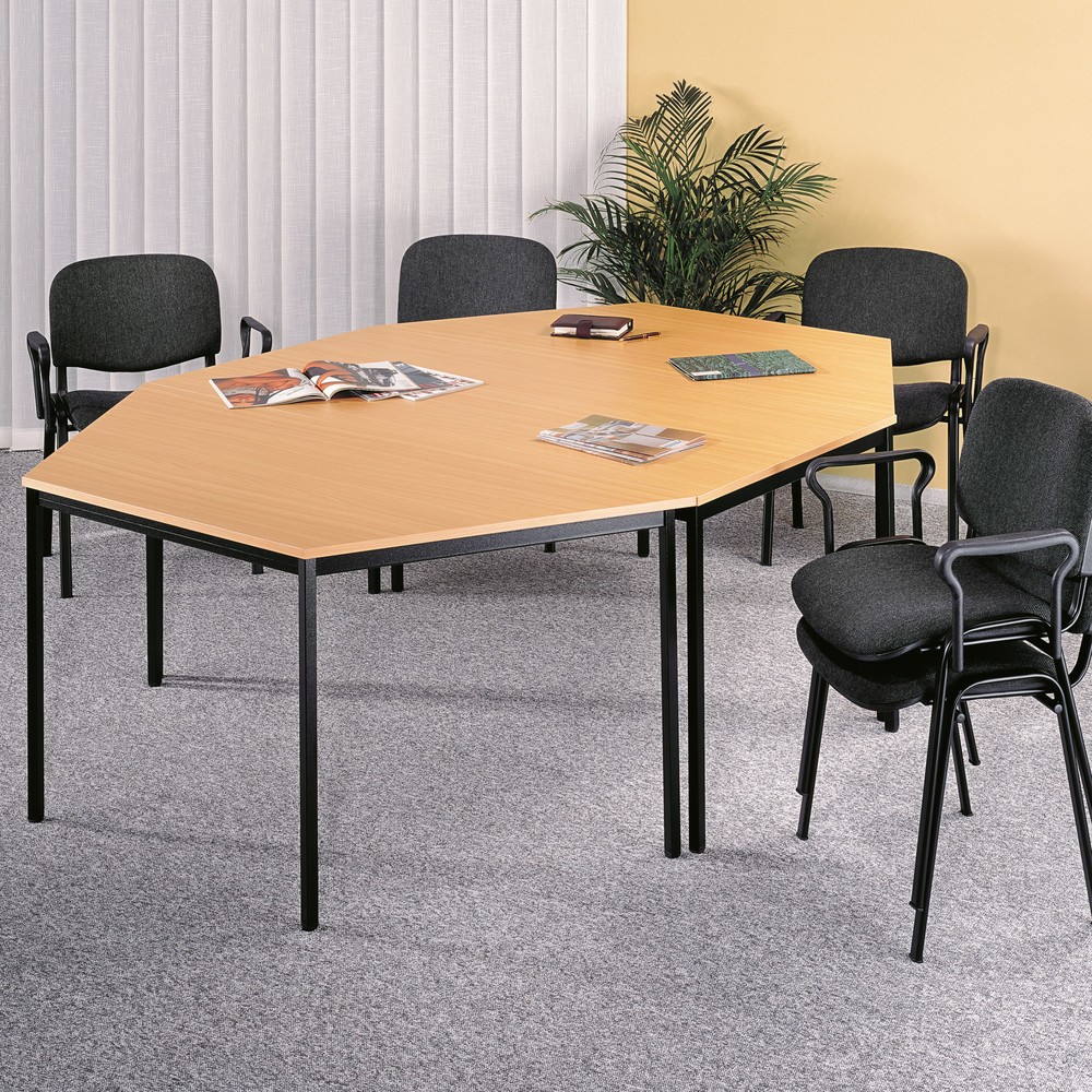 Illustration du produit: Table de conférence Klassik, en trapèze, tube carré, lxP 1 600 x 690 mm, hêtre/noir