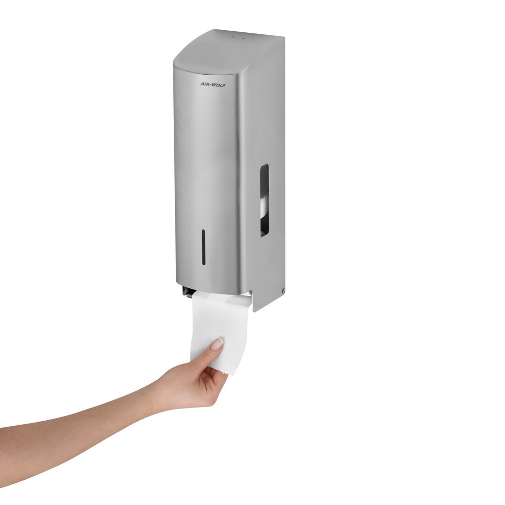 Produktabbildung Nr. 2: Toiletpapierdispenser Air-Wolf voor 3 huishoudrollen geborsteld roestvrij staal
