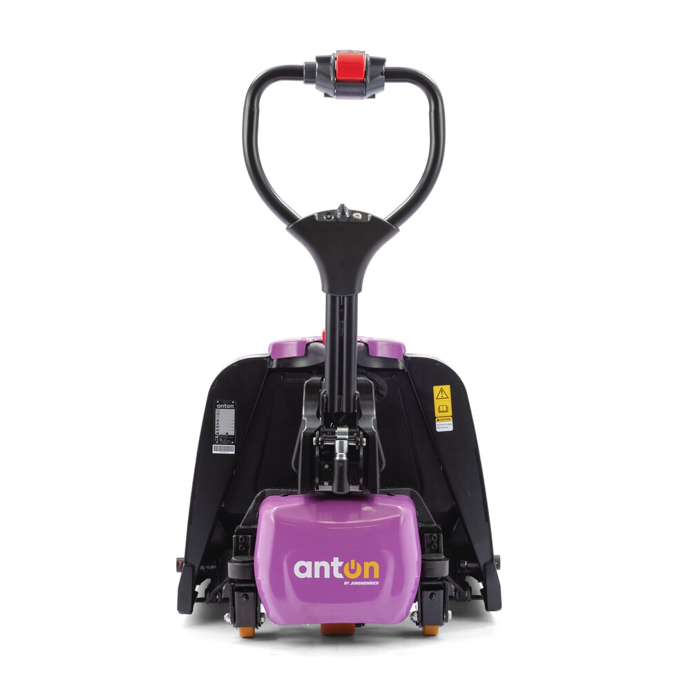 N° de l'image du produit 2 : Transpalette électrique AntOn par Jungheinrich PTL 1.5 avec roues de support, extra-large pour palettes spéciales, capacité de charge 1 500 kg, longueur de fourche 1.150 mm