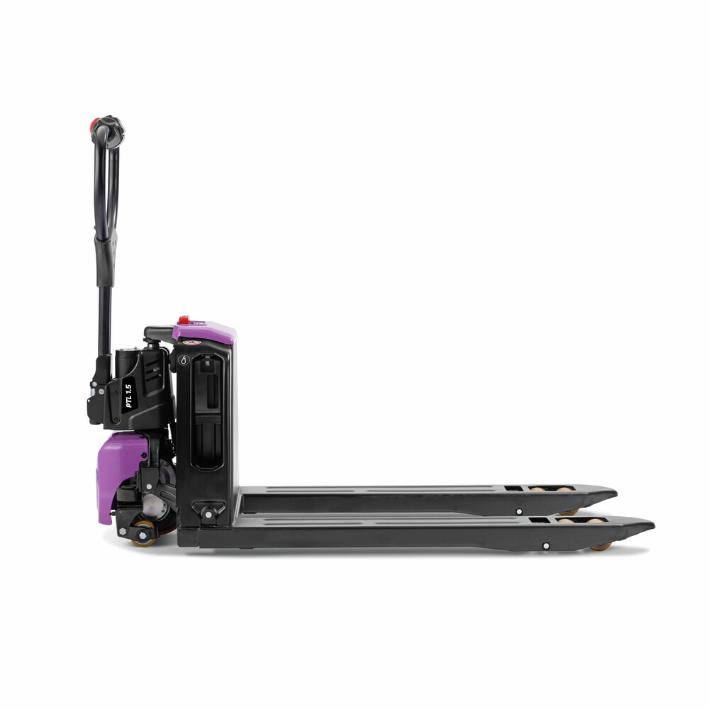 N° de l'image du produit 4 : Transpalette électrique AntOn par Jungheinrich PTL 1.5 avec roues de support, extra-large pour palettes spéciales, capacité de charge 1 500 kg, longueur de fourche 1.150 mm