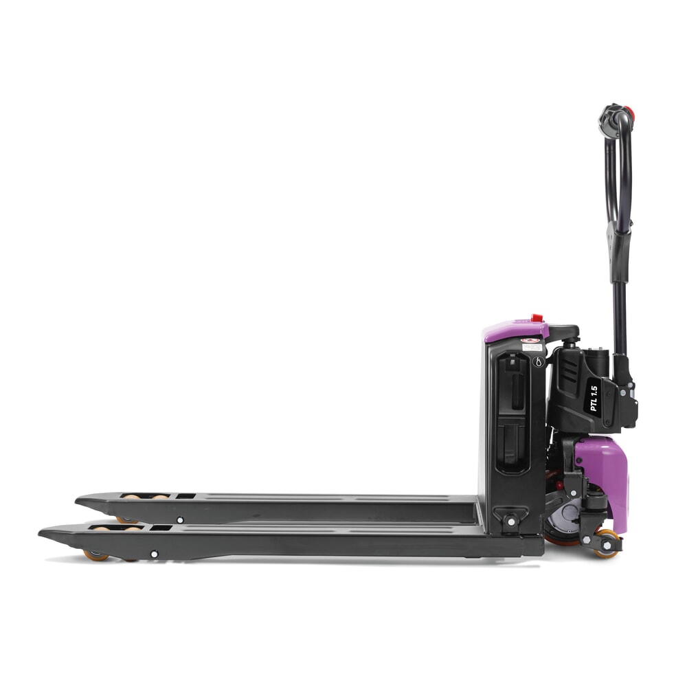 N° de l'image du produit 5 : Transpalette électrique AntOn par Jungheinrich PTL 1.5 avec roues de support, extra-large pour palettes spéciales, capacité de charge 1 500 kg, longueur de fourche 1.150 mm