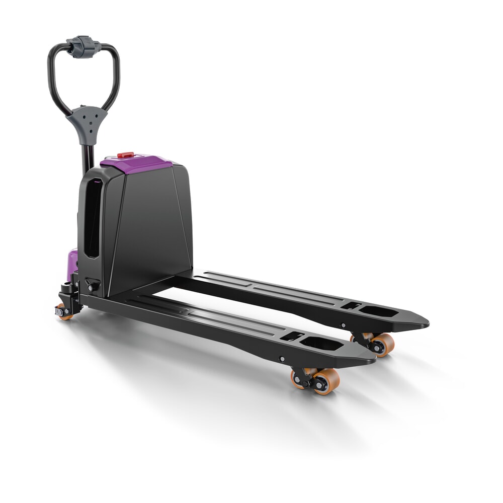 N° de l'image du produit 6 : Transpalette électrique AntOn par Jungheinrich PTL 1.5 avec roues de support, extra-large pour palettes spéciales, capacité de charge 1 500 kg, longueur de fourche 1.150 mm