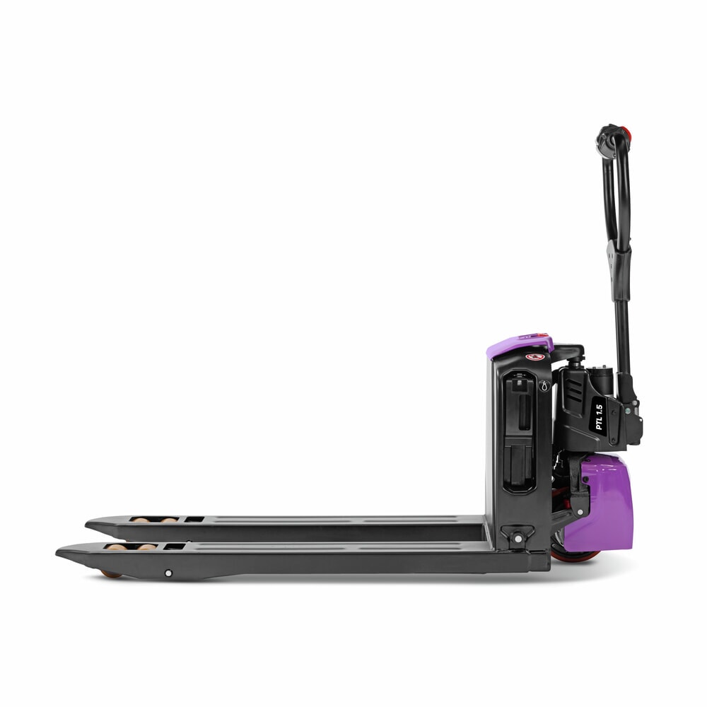 N° de l'image du produit 5 : Transpalette électrique AntOn par Jungheinrich PTL 1.5, extra-large pour palettes spéciales, capacité de charge 1 500 kg, longueur de fourche 1.150 mm