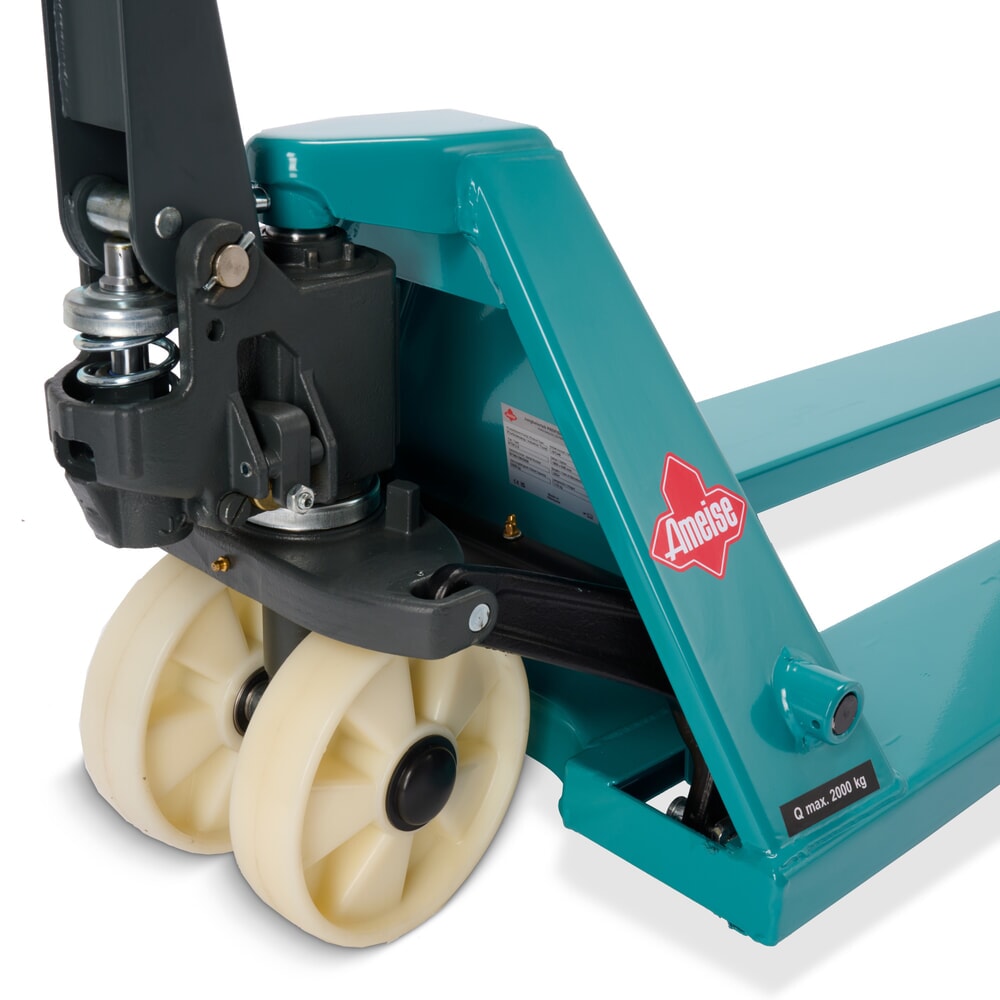 N° de l'image du produit 4 : Transpalette manuel Ameise® PTM 2.0, capacité de charge 2 000 kg, longueur de fourche 1 800 mm, nylon, galets tandem