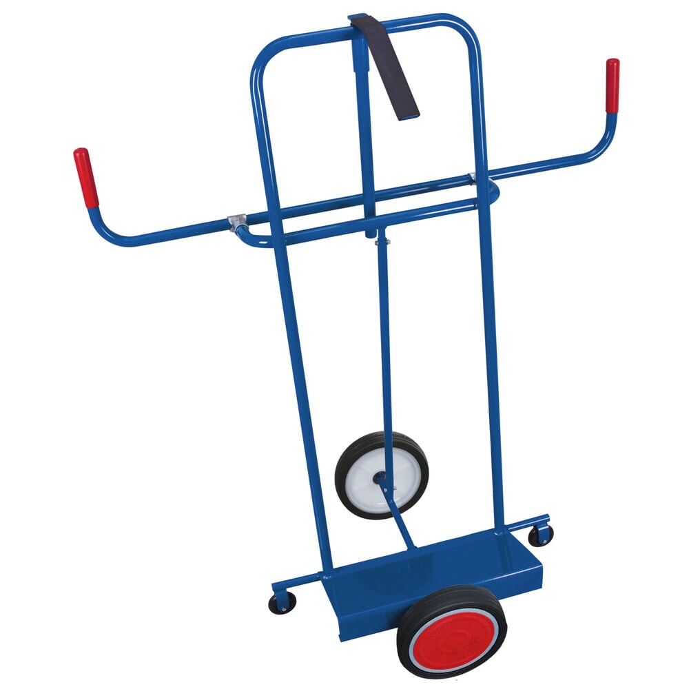 Illustration du produit: Diable à panneaux en acier VARIOfit®, capacité de charge 250 kg, avec roues stabilisatrices, blocage variable des panneaux, pelle L x P 500 x 200 mm, bandage plein, bleu gentiane