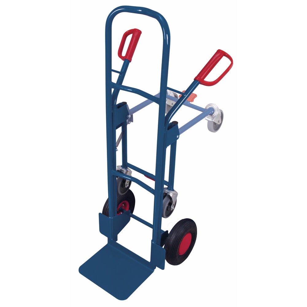 Product afbeelding: VARIOfit® steekwagen van buizenstaal met steunwielen, draagvermogen 250 kg, schep BxD 320 x 250 mm, luchtbanden, gentiaanblauw