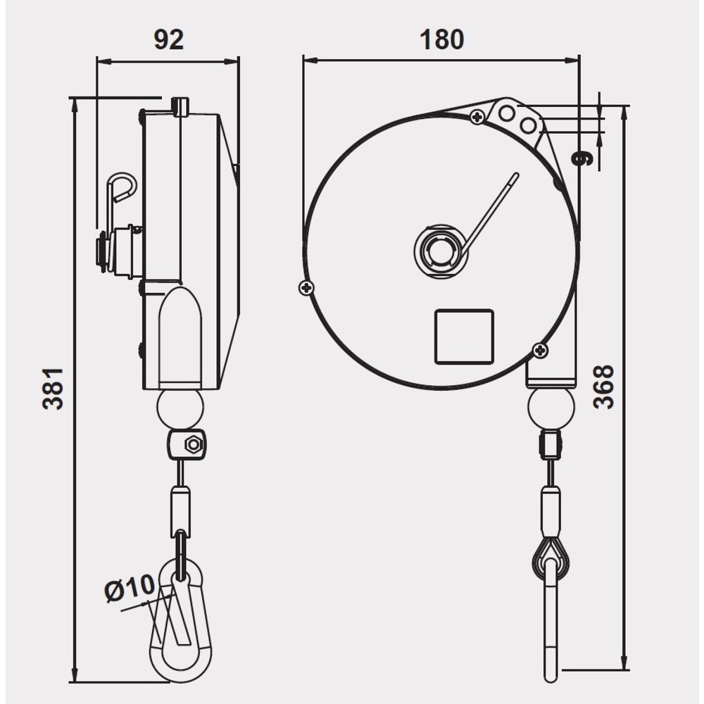 Produktabbildung Nr. 2: Veerbalancer Foodline, uittrek 2,5 m, draagvermogen 10-14 kg